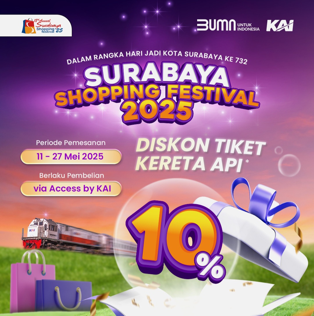 KAI Beri Diskon 10 Persen di Hari Jadi Kota Surabaya 