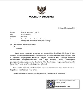 Surat Permohonan Pemkot Surabaya Terkait Pemanfaatan Aset di Jalan Pandugo Dicuekin Gubernur Khofifah