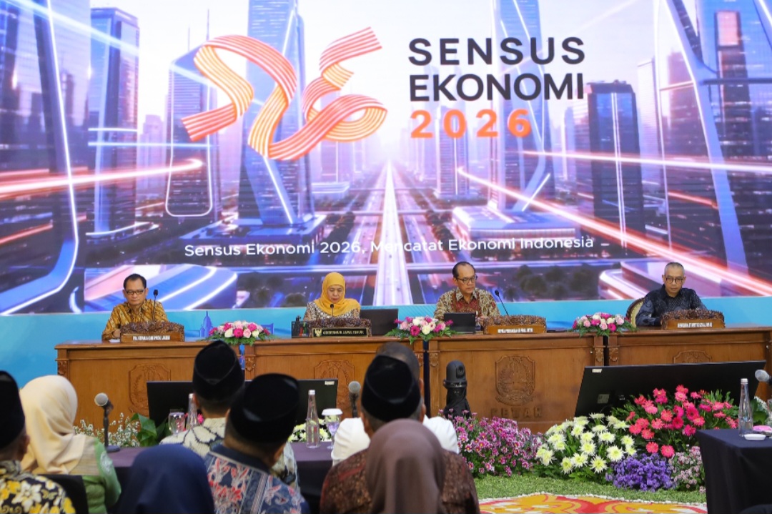 BPS Jatim Rapat Bersama Gubernur Kofifah Canangkan Sensus Ekonomi 2026